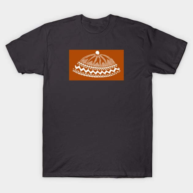 Kufi Haji Muslim Hat Design - Dark Orange T-Shirt by Tony Cisse Art Originals